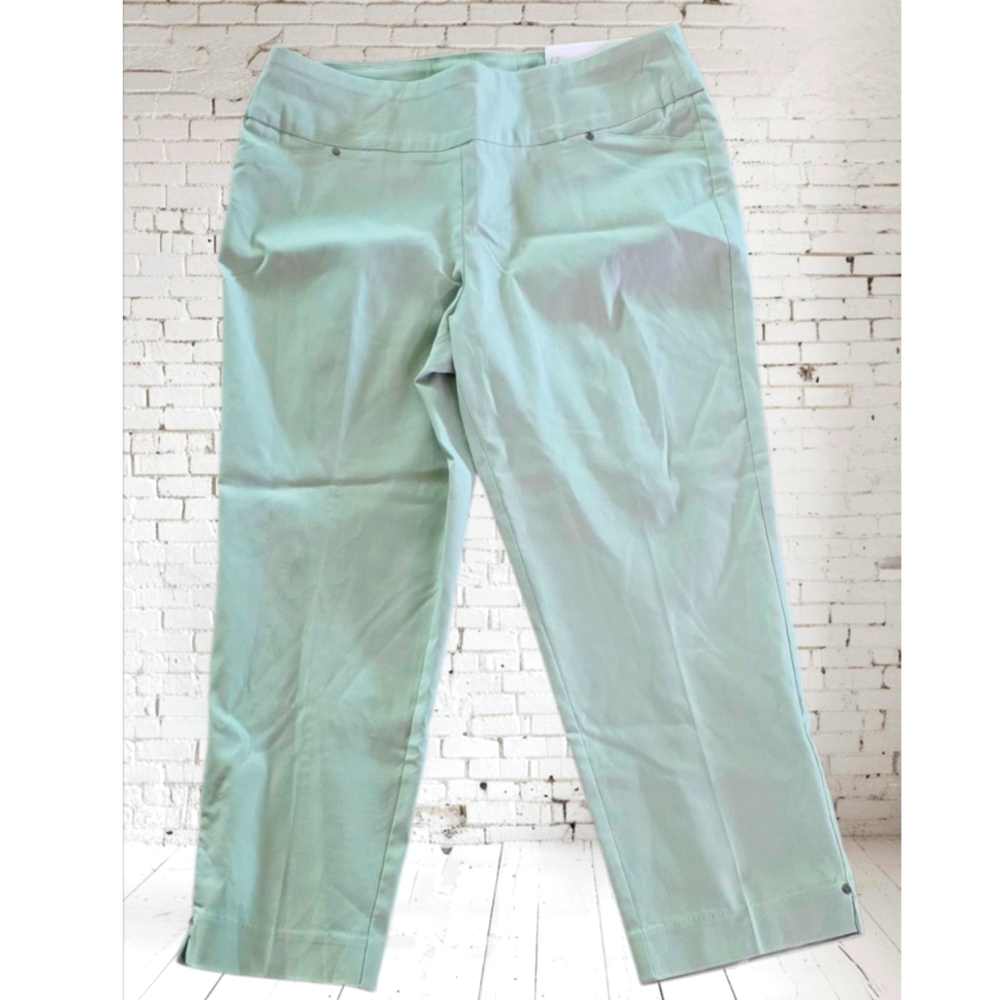 Cato Mid Rise Pull On Crop Pants Light Green Size 12